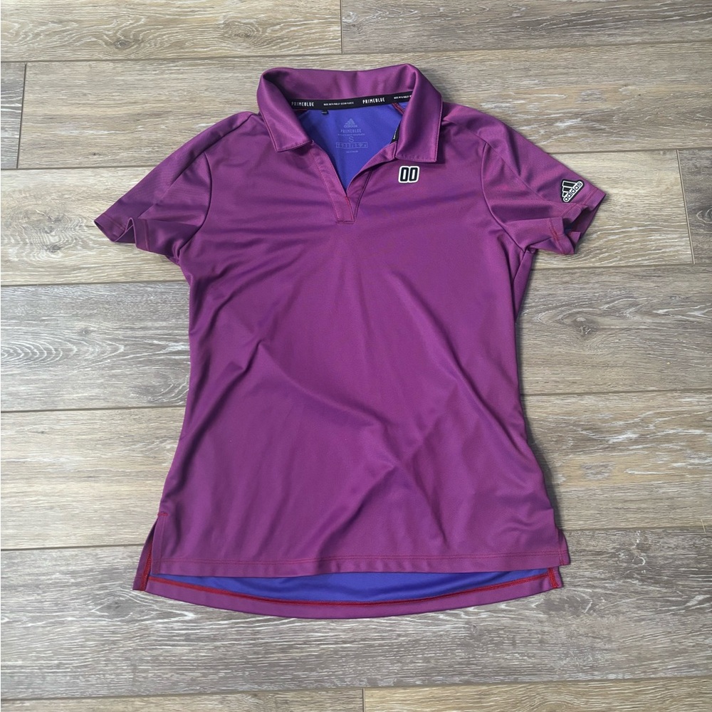 Adidas Polo Sz S Primeblue Scarlet Golf Motosports Athleisure Sporty Y2K Preppy